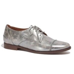 Madewell The Serge Leather Silver Metallic Lace Up Oxford Size 7